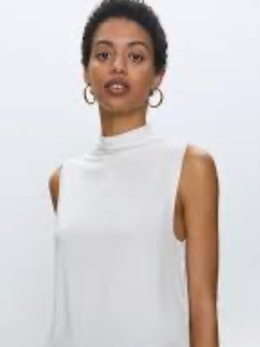Aritzia Babaton Vince White Mock Neck Sleeveless Tank